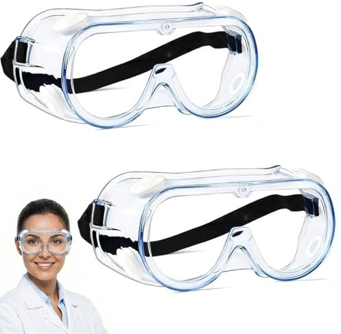 2 Piezas Gafas de Protección para Laboratorio Químico, Gafas de Seguridad Antivaho, Antipolvo y Protección UV, para Trabajo Industrial y Construcción
