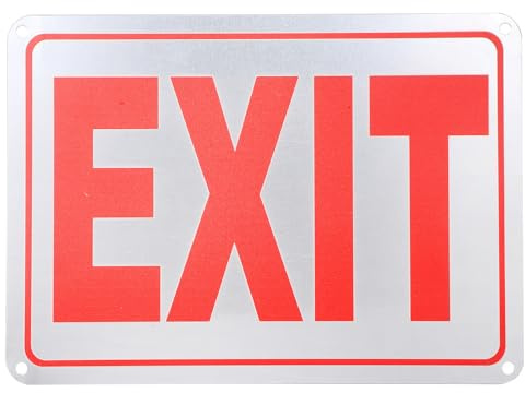 MALUGOGO Exit Indicator Schild, reflektierend, rostfreie Aluminiumlegierung, 25 x 18 cm, Wetterbeständig, hohe Sichtbarkeit, rot, für verschiedene Umgebungen