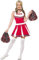 Smiffys Cheerleader Kostüm, Rot, mit Kleid & Puschel