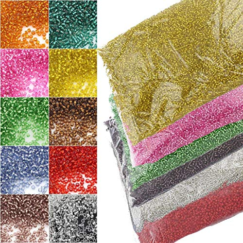 600 g, 25.000 unidades de cuentas de cristal de 2 mm, 3 mm, redondas, 30 colores, NO8
