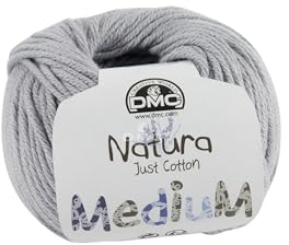 DMC Natura Medium Yarn, 100% Cotton, Grey (120), 50g