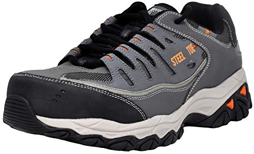 Skechers Men's Cankton Steel Toe Construction Shoe - Electrical Hazard Rated, Memory Foam, Black/Charcoal, 11 Wide