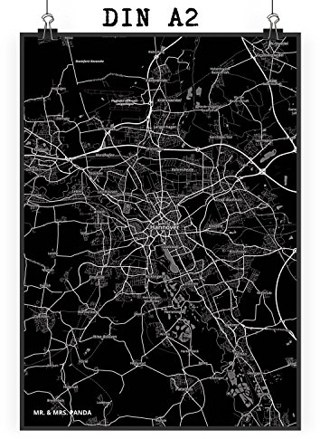 Mr. & Mrs. Panda Poster Hannover DIN A2 - Geschenk, Wandposter, Dorf, Stadt Dorf Karte Landkarte Map Stadtplan, Stadt, Küchenposter, Städte, Ort,