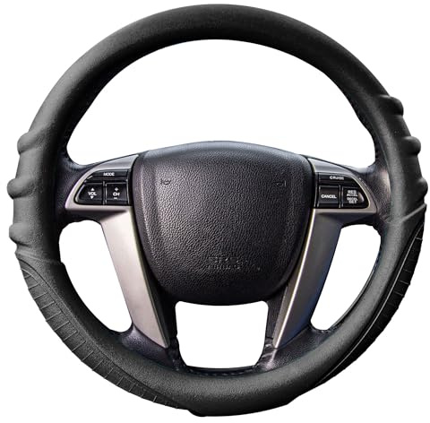 FH Group FH3003BLACK Universal Fit Silicone with Grip and Pattern Massaging Grip Black Steering Wheel Cover fits most Cars, SUVs, Trucks, and Vans