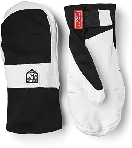 HESTRA Leather Pull Over Mitt Schwarz-Weiß, Gore-Tex Fausthandschuh, Größe 7 - Farbe Black