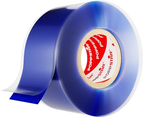 POPPSTAR Cinta de silicona autosellante, 3m x 25mm, cinta aislante y de sellado (agua, aire), azul, 1 rollo