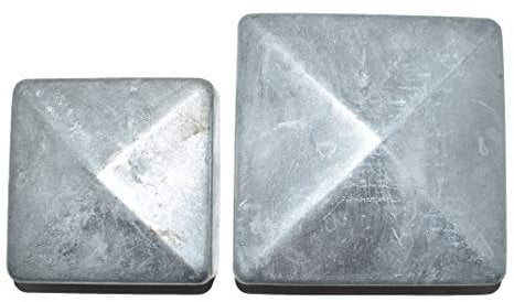 4 x 75mm x 75mm (3 x 3) Metal Pyramid Galvanised Fence Post Caps