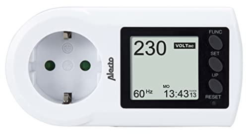 Alecto EM-17 - Energiekostenmessgerät - Stromkostenmessgerät - Doppeltarifberechnung - Maximale Leistung 3680 Watt 16 Ampere - Weiß