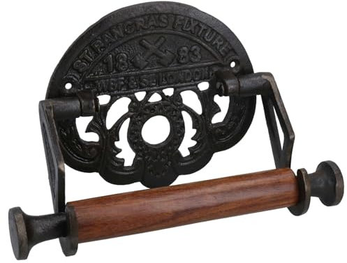 StPancras Traditional Toilet Roll Holder Cast Iron Wooden Roller Victorian Railway Station Vintage Design