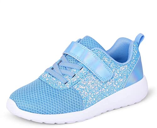 Mädchen Schuhe Kinder Turnschuhe Glitzer Sportschuhe Hallenschuhe Sneakers Klettverschluss Tennisschuhe Straßenlaufschuhe Basketballschuhe Runningschuhe Outdoor Fitnessschuhe Blau EU25.5