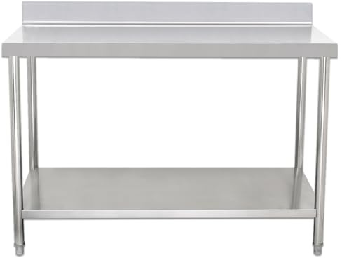 Beeketal 'BA150a' Gastronomie Edelstahl Arbeitstisch 150 x 60 cm mit Aufkantung, Tisch bis 140 kg belastbar, Profi Gastro Küchentisch mit extra großer unteren Ablagefläche und justierbaren Stellfüßen