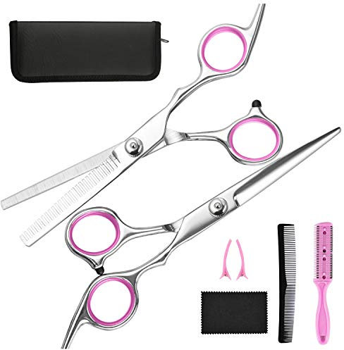 Fcysy Professional Hairdressing Scissors Set - 6” Hair Thinning Scissors and Accessories for Women & Men