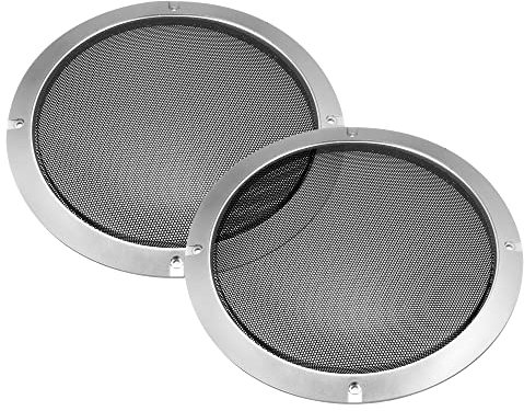 X AUTOHAUX 2pcs 8 Car Speaker Grille Cover Trims Round Grille Silver Tone