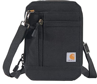 Carhartt Unisex Nylon Duck Crossbody, Wasserabweisende Geldbörse mit verstellbarem Umhängegurt Umhängetasche, Schwarz
