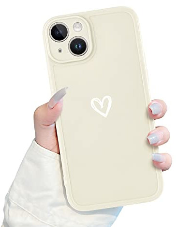 Newseego Compatible for iPhone 14 Plus Case(6.7), Cute Girls Women Love-Heart Shape Pattern Silicone Case Shockproof Slim Soft TPU Back Cover Protective Bumper Phone Case for iPhone 14 Plus-White