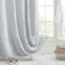 Long rideau de douche en lin pour salle de bain moderne et rustique avec pampilles – 183 x 213 cm – Tissu gris, infroissable, robuste et imperméable