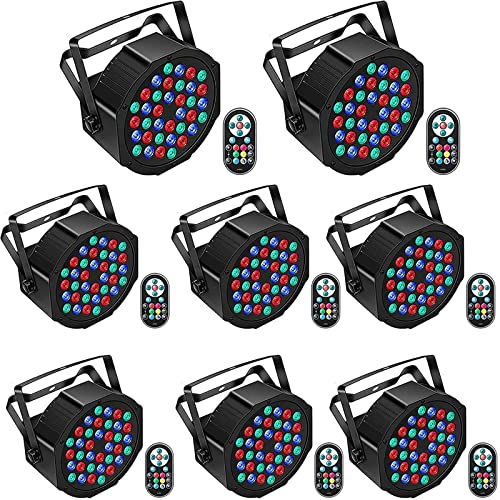 UKing LED Par Scheinwerfer 72W LED Strahler RGB DMX Bühnenlicht 7 Modi Partylicht Lichteffekte mit Fernbedienung für DJ Discolicht Hochzeit Weihnachten Bühnenbeleuchtung (8pcs)