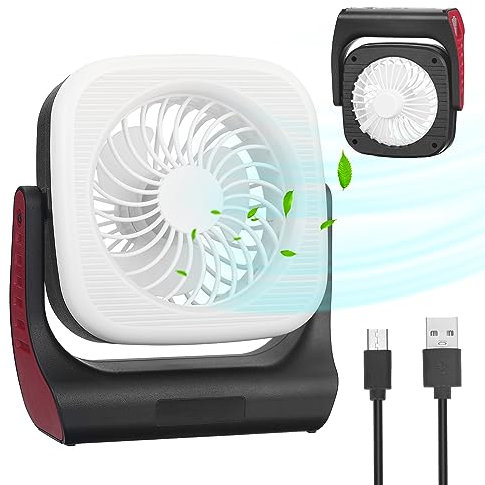 Vagocom Portable Rechargeable Camping Lantern with Ceiling Fan,USB Battery Powered Tent Fan with LED Light and Power Bank for Hurricane Emergency,Car RV SUV Camping,Fishing,Camping Gear Must Haves