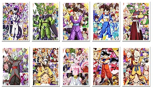 DKORARTE 10 Poster A4 Dragon, Goku, Vegeta, Ball Z, (29,7 x 21 cm)