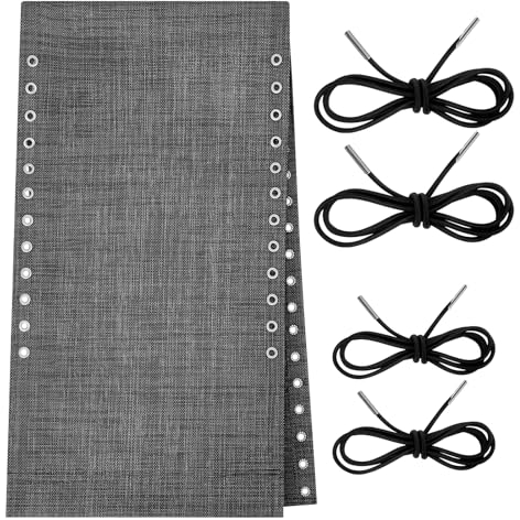 Queekay Stuhl-Ersatzstoff mit 4 Bungee-Kordeln, Lounge-Sessel, Stoffnetz, Reparatur-Set für Terrasse, Liegestuhl, Outdoor, Rasen, Pool (Schwarzgrau, 160 x 43 cm)