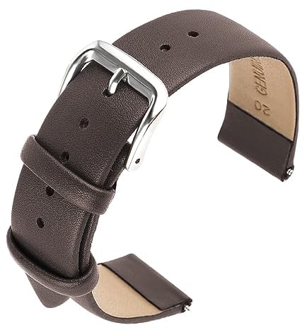 Cobee Leder-Uhrenarmbänder, weiches Kalbsleder Uhrenarmband, Schnellverschluss Leder-Ersatzarmband für Männer und Frauen, Universal-Uhren-Armband, Edelstahl Verschluss Schnalle(Dunkelbraun,22mm)