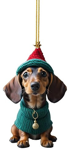Christmas Tree Decorations Dachshunds Dog Christmas Tree Pendants Xmas Home Room Indoor Outdoor Decor Holiday Wedding Party Decoration Hanging Pendants Car Hanging Baubles Favours MiniXmas Decor