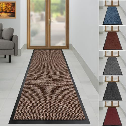 FB FunkyBuys Dirt Trapper Door Mats Indoor & Outdoor Heavy Duty Mat – Kitchen Rugs Non-Slip Washable Rubber Backed Mats – Water Absorbent Large Door Mat - Hallway Hall Runner for Hall and Stairs