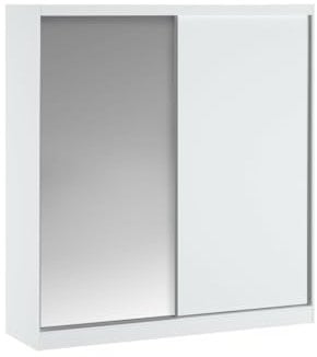 Vente-unique-Armadio 2 ante scorrevoli Con specchio L200 cm Bianco - OCHIRA