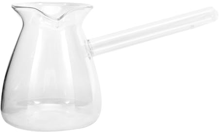 IMIKEYA Glas Türkischer Kaffeekanne 650ml Klare türkisch Cezve Glas mit Seitengriff Hitzebeständig Milchwärmer Butterwärmer für Kaffee Tee Milch Butter