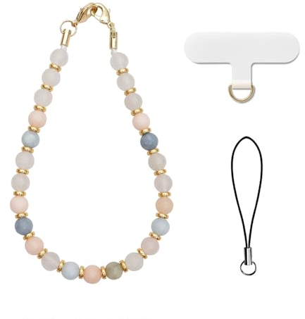 AOKSUNOVA Handykette Klein Steine Handykette Perlen Kurz Universal Handyanhänger Handyschmuck