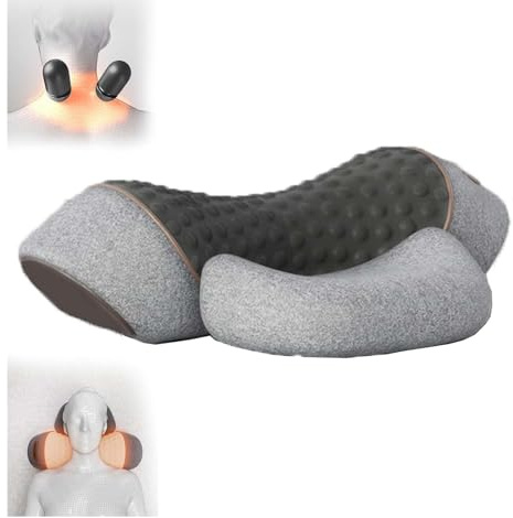 CallixeThera Kissen, CallixeThera Kissen Massage, Callixe Nackenkissen, Beheiztes Massage Nackenkissen, Ergonomisches Massagekissen für Nacken, Einstellbares Memory-Schlafkissen (Grau, 3Funktionen)