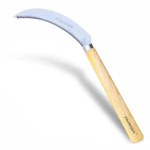 SHANFEEK Grass Hoe Weeding Tools for Garden Hand Tool Weed Removal Tool High Toughness Stainless Steel With Hard Solid Wood Handle (Yellow)