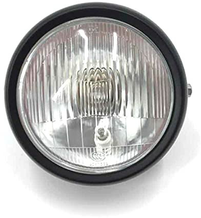 Motorrad Scheinwerfer,Zusatzscheinwerfer Motorrad Motorrad Black Metal Retro E4 Halogen Front Scheinwerfer Kopf Licht Lampe Gebrauch Passend Für CG125 GN125 Cafe Racer(White)