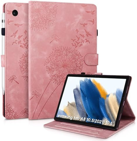 Rostsant Coque Samsung Galaxy Tab A8 10.5 Pouces Pissenlit Housse en Tablette Cuir TPU Cover Case Étui Housse de Protection pour Samsung Tab A8 2022 SM-X200/SM-X205 Or Rose