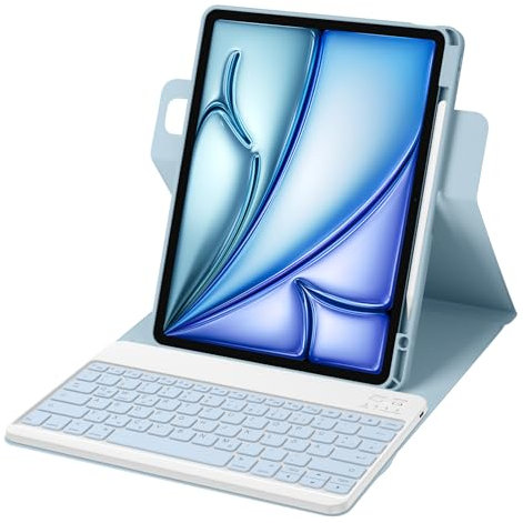 Bettdow für iPad Air 13 Zoll M3 2025/ M2 2024 Tastatur Hülle, Hoch-/Querformat Verwenden, QWERTZ Layout Abnehmbarer Tastatur mit Hülle für iPad Pro 12.9 3./4./5./6.Gen 2018-2022, Blau