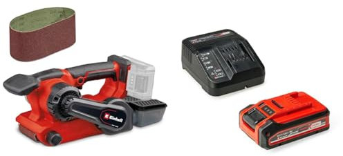Einhell Professional Ponceuse à bande sans fil Einhell TP-BS 18/457 Li Power X-Change (18V, vitesse 250m/min, surface de ponçage 75x126mm, moteur sans charbon) avec Chargeur et Batterie 4,0Ah PLUS