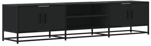 vidaXL Meuble TV Noir 180x35x41 cm Bois d'ingénierie, Support TV, Buffet TV, Meuble multimédia, Banc TV, Meuble HiFi, Centre de Divertissement