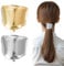 Ouligay 2 Pcs Metal Ponytail Cuffs, Concave Convex Texture, Insert Hair Accessories for Women Long Hair Decoration (Gold, Silver)