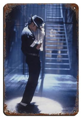 FDKLK Dekoratives Poster, Blechschild, Michael Jackson, Hut, Vintage, Metall, Pub, Club, Café, Bar, Zuhause, Wandkunst, Dekoration, Poster, Retro, 20 x 30 cm