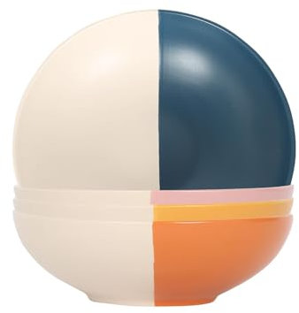 Nicola Spring Stoneware Pasta Bowls - 20.5cm - 4-Colours - Pack of 4 - Ceramic Two Tone Noodle Bowls Tableware Dishwasher & Microwave Safe Crockery for Dessert, Pasta, Soup, Cereal, Rice