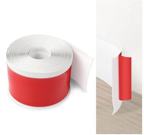 JUNART Soft Skirting Board, 600cm×10cm Widened Baseboard Trim, Self Adhesive PVC Baseboard Wall Molding Trim, Covering Cracks and Cratches(White)