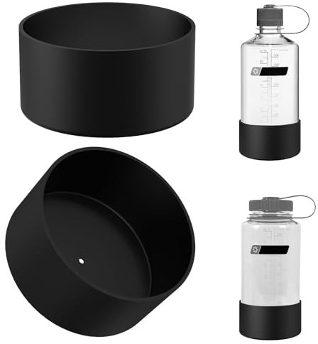 Linkidea 2 Pack Water Bottle Boot Compatible with Nalgene Sustain Wide Mouth 32oz/48oz, Narrow Mouth 32oz, Silicone Anti-Slip Bottle Bottom Bumper Protector (Black)