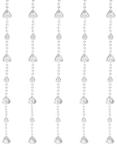 QUARKZMAN 5 Stück Acryl Kristall Girlanden klare Kristall Perlen Girlanden | 0, 6m/1, 97ft, Kronleuchter Kristalle Ersatz Diamant Perlen Schnur Hängend, Für Hochzeitsdekoration Handwerk