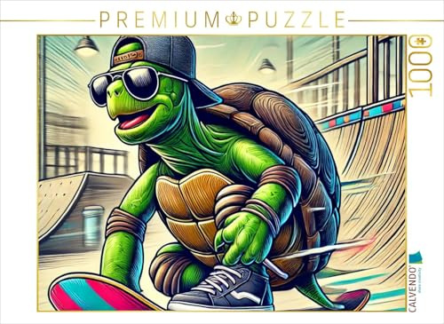 CALVENDO Puzzle Skater-Turtle: Langsam war gestern | 1000 Teile Lege-Größe 64 x 48 cm Foto-Puzzle für glückliche Stunden