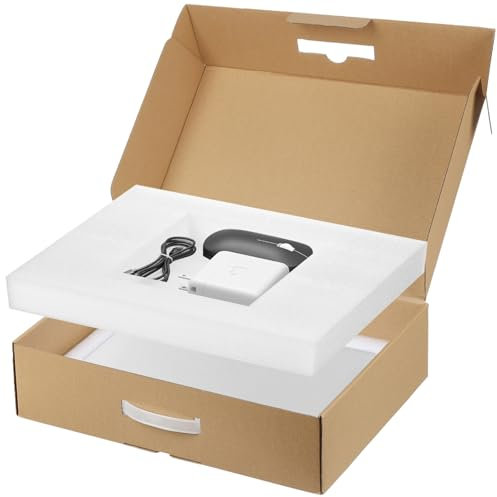 Ysglory Laptop Shipping Box Cardboard Laptop Secure Mailing Box with Foam Inserts for up to 17'' Notebook Computer Transport Box, Two-Compartment Protective Packaging(Brown)
