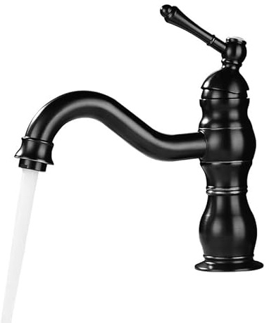 Wasserhahn Bad, Waschtischarmaturen, Retro Waschtischarmatur Aus Messing In Schwarz Mit Einhebelgriff Für Badezimmer, Einfache Installation