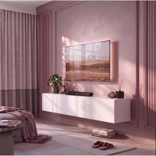 Smart Home Art Hangendes TV-Lowboard 180 cm – Wandmontage TV-Schrank mit 3 Tueren, Holzoptik Atlantik-Kiefer, Fuer Fernseher bis 75 Zoll (Weiss)