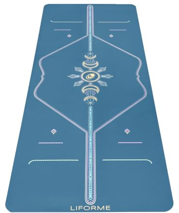 Liforme Bedruckte-Yogamatte - Fortschrittlicher Rutschfester Griff | Ausrichtungssystem, Umweltfreundlich, Schadstofffrei, Schweißresistent, lang, breit, 4,2 mm dick, kostenlose Yogatasche