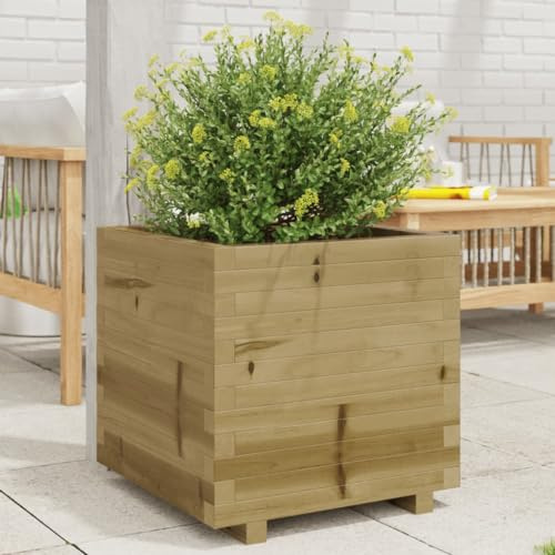 Generic Fioriera da Giardino in Legno di Pino Impregnato, 50x50x49,5 Cm, Stile Rustico, Funzione Decorativa, Profonda e Larga, Ideale per la Decorazione del Giardino con Legno di Pino