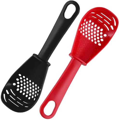 2Pcs Multifunctional Kitchen Cooking Spoon PP Plastic Slotted Soup Skimmer Heat Resistant Strainer with Hanging Hole for Grating